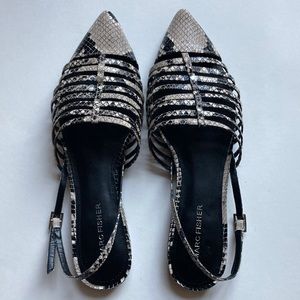 New Marc Fisher Snakeskin Slingback Shoes   Size 7